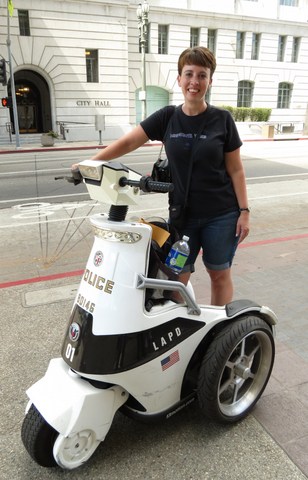Tried hitching a ride on the LAPD's segway type vehicles in Los Angeles