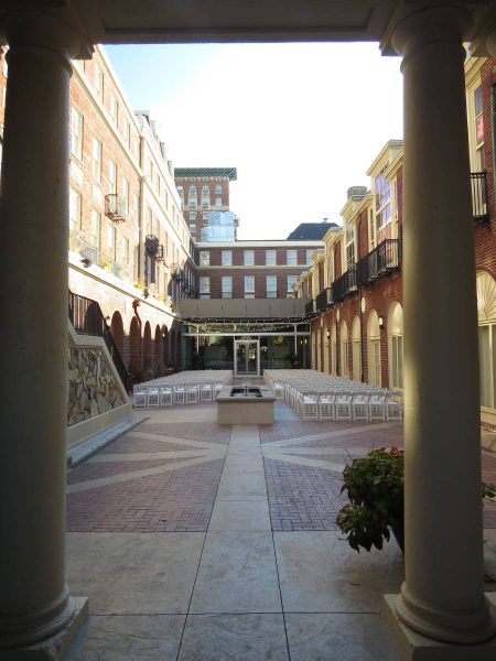 The courtyard at the Magnolia Hotel