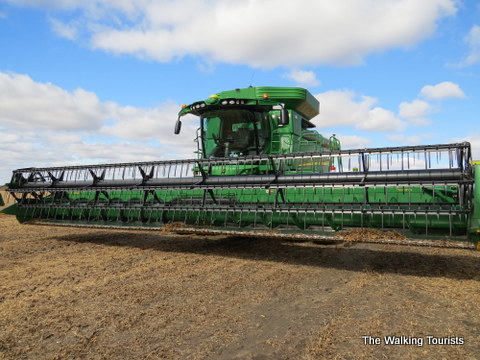 Combining in soybean fields in North Iowa
