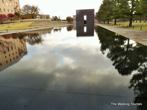 Reflection pool between the gates at Oklahoma City Memorial 