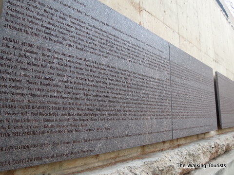 Survival's wall at Oklahoma City Memorial 