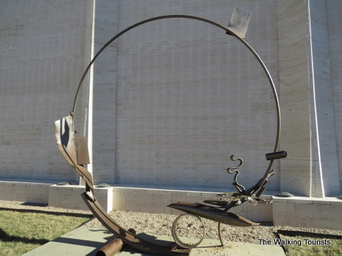 Outdoor sculpture piece outside Sheldon Art Gallery