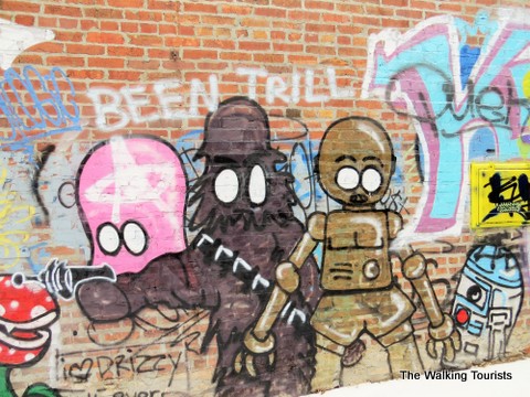Chewbacca and the gang in street art in mural in Kansas City