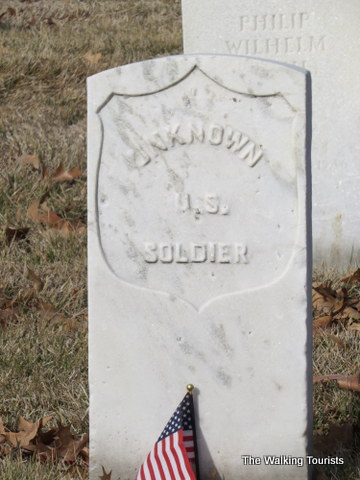Unknown soldier markers from all wars at Jefferson Barracks National Cemetery