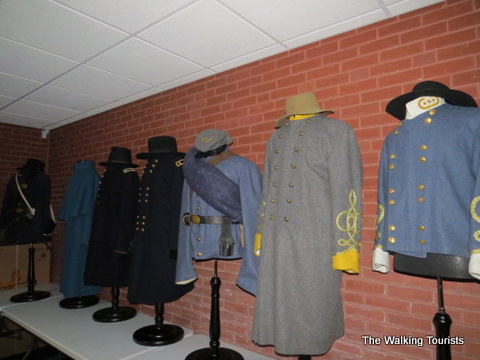 Different uniforms on display at Jefferson Barracks