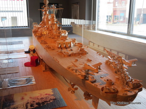 Detailed version of the USS Iowa out of matchsticks at Matchstick Marvels in Gladbrook, Iowa