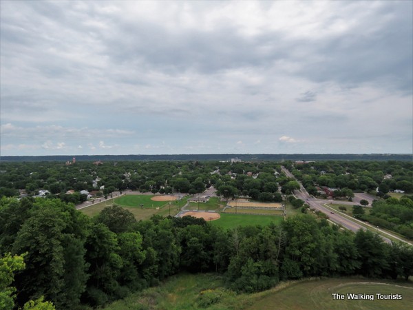 View of the valley below from the top of Hermann the German statue in New Ulm