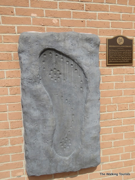 Hermann the German's footprint in downtown New Ulm, Minnesota