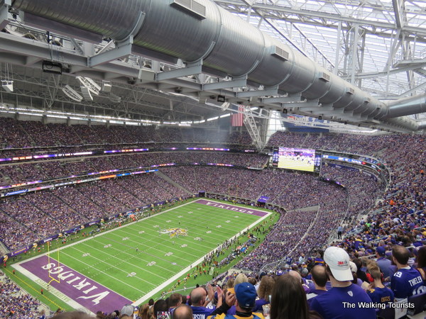 Enjoying a Minnesota Vikings game at US Bank Stadium