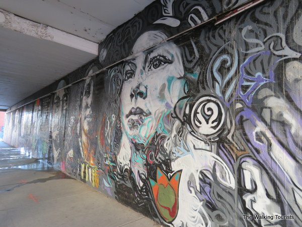 The mural runs about 120 feet long near the Bricktown entrance