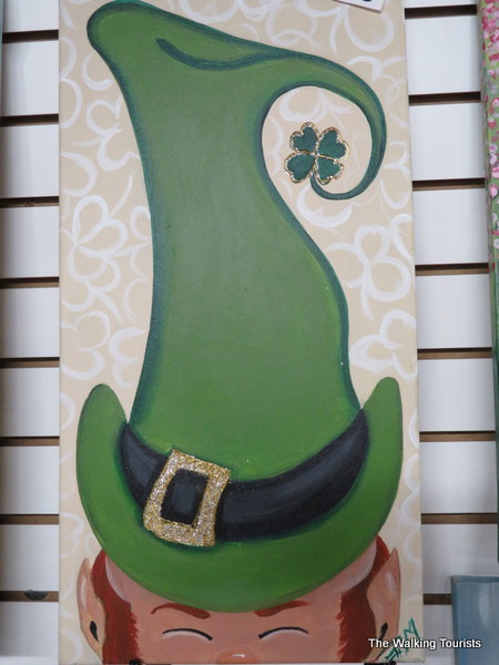 It's a leprechaun painting at Uncorked at The Rustic Corner.