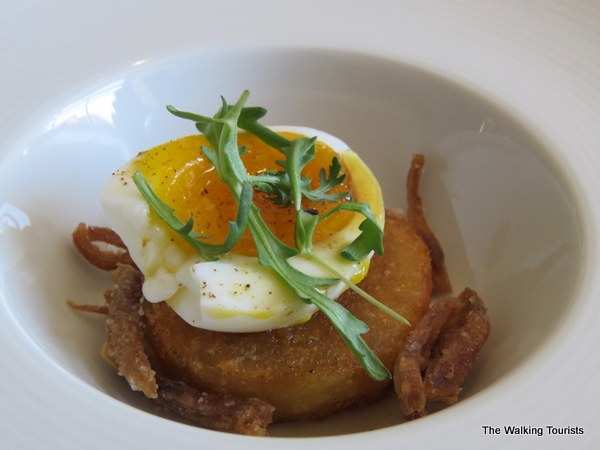 Chovie's Egg features half boiled egg on potato round