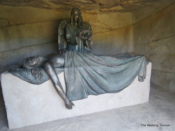 Jesus inside the tomb.
