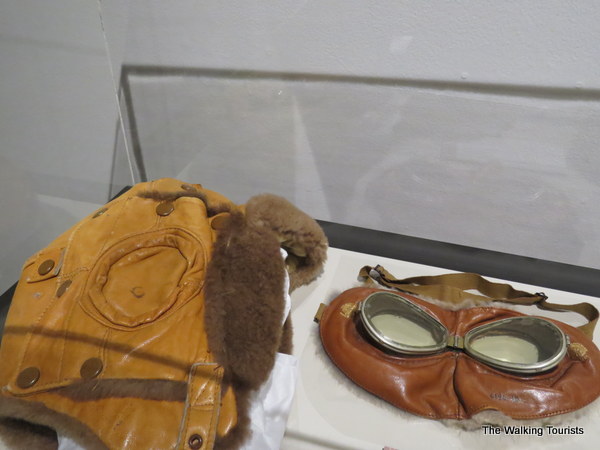 A helmet and pair of goggles worn by Lt. Jarvis Offutt.