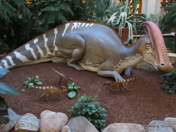 The dinosaurs at the exhibit appear realistic.