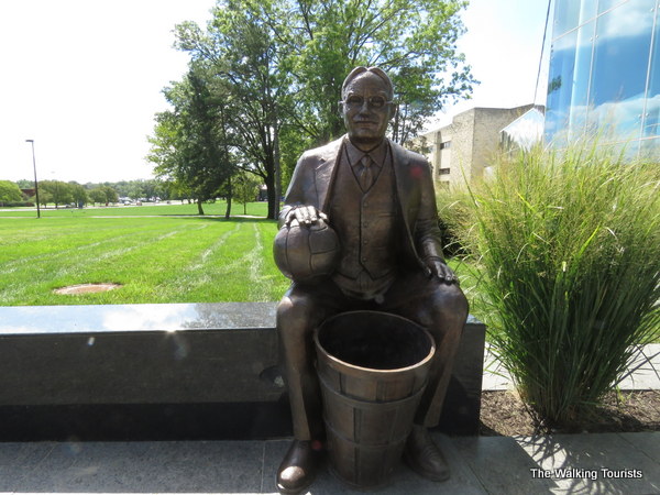 Statue of Dr. James Naismith, who invented basketball and coached at Kansas.