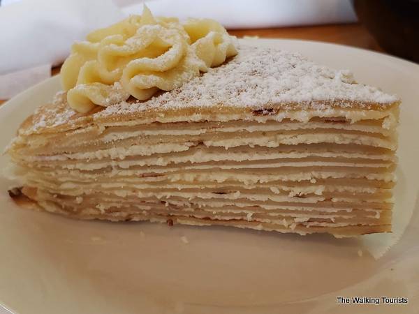 A thinly layered cake at Culprit Cafe
