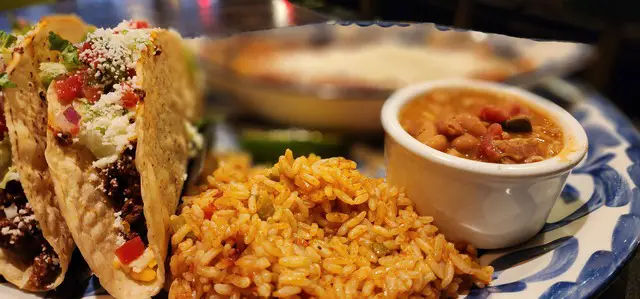 Tacos and Mexican rice
