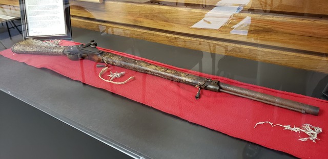 A rifle once used by Chief Little Crow is on display at the Santee Dakota tribe's museum at Santee, Nebraska.