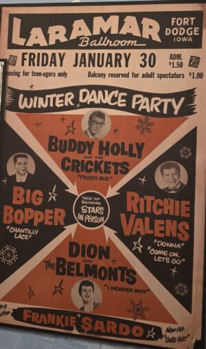 Fort Dodge ballroom concert line-up featuring Buddy Holly